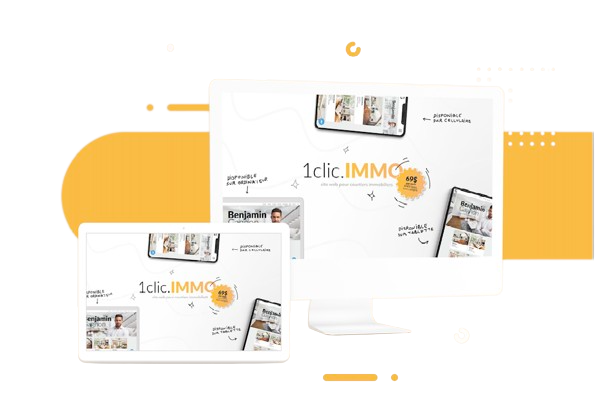 1clic.IMMO è una soluzione di siti web chiavi in mano specificamente adattata ai professionisti dell'immobiliare. Impressionate i vostri clienti e guadagnate prospect!